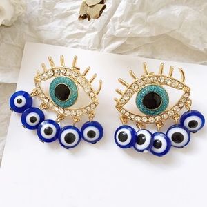 Unique Evil Eye Rhinestone Earrings